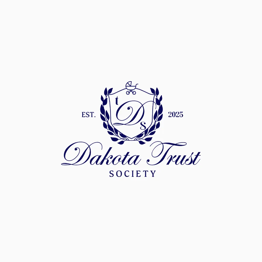 Design logo clasic de tip emblemă heraldică Dakota Trust Society realizat de FloBold.