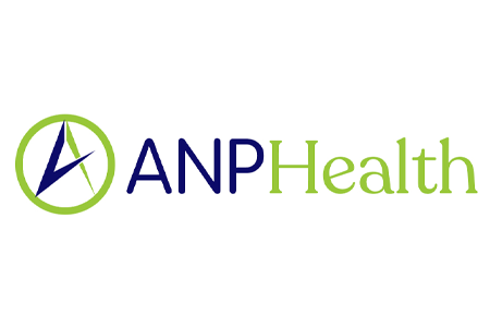 Design de logo ANPHealth cu emblemă circulară verde realizat de flobold pentru o companie din domeniul medical și wellness.
