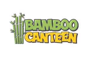 Design de logo ilustrat în stil desen animat cu tulpini de bambus pentru restaurantul Bamboo Canteen, creat de flobold.
