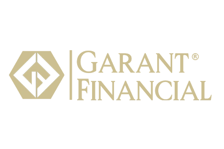 Design de logo elegant în nuanțe aurii pentru Garant Financial, realizat de agenția flobold.