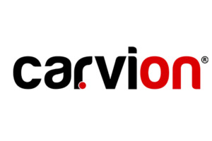 Design de logo modern cu textul carvion în culorile negru și roșu, realizat de agenția flobold. agentie de branding.