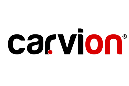 Design de logo modern cu textul carvion în culorile negru și roșu, realizat de agenția flobold. agentie de branding.