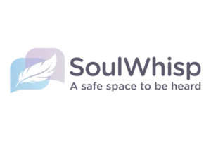 Design de logo SoulWhisp cu o emblemă în formă de pană, realizat de flobold pentru un cabinet de psihologie sau terapie.