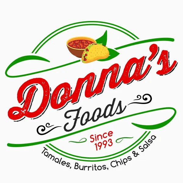 Design de logo retro realizat pentru brandul alimentar Donna's Foods cu specific mexican de către flobold.