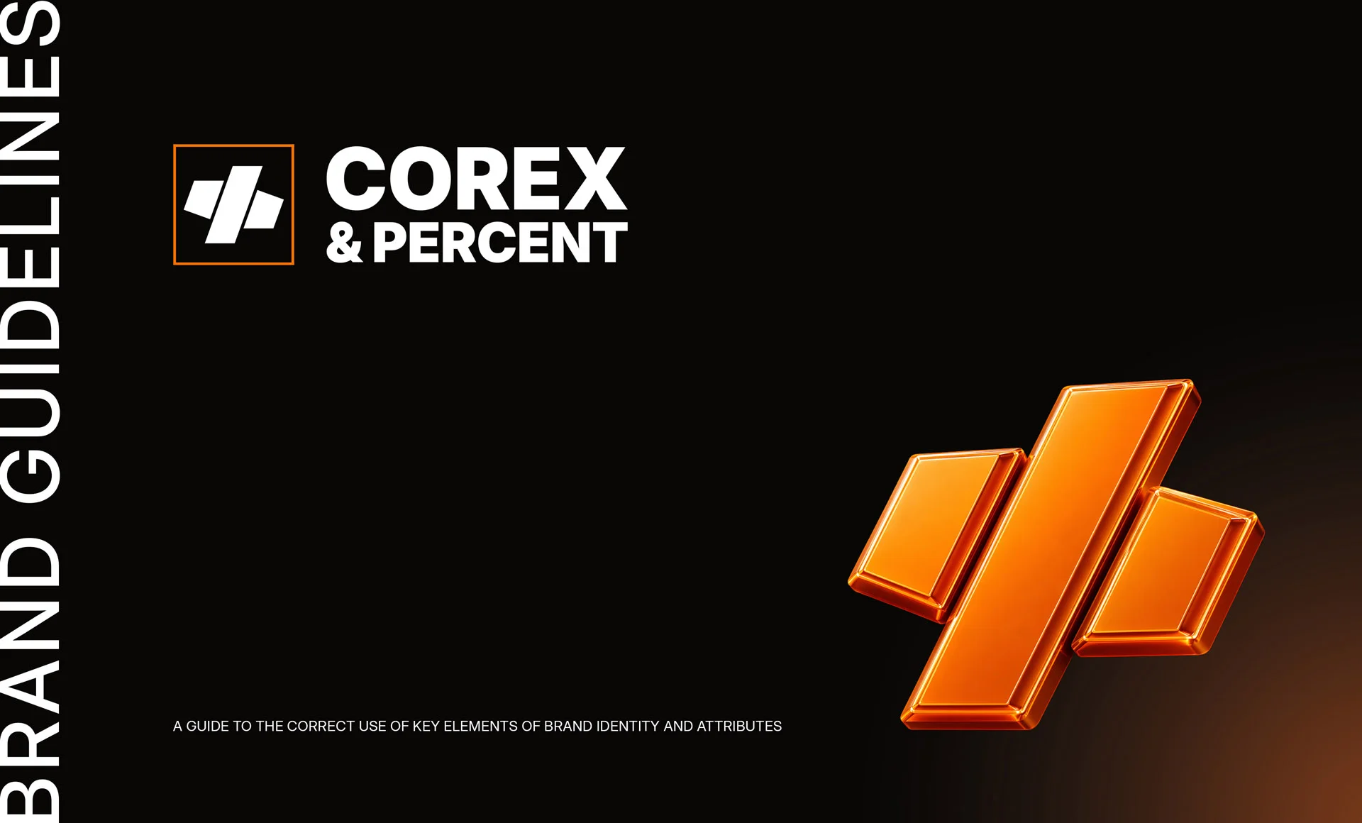 Coperta unui manual de identitate vizuală Brand Book pentru compania Corex and Percent.