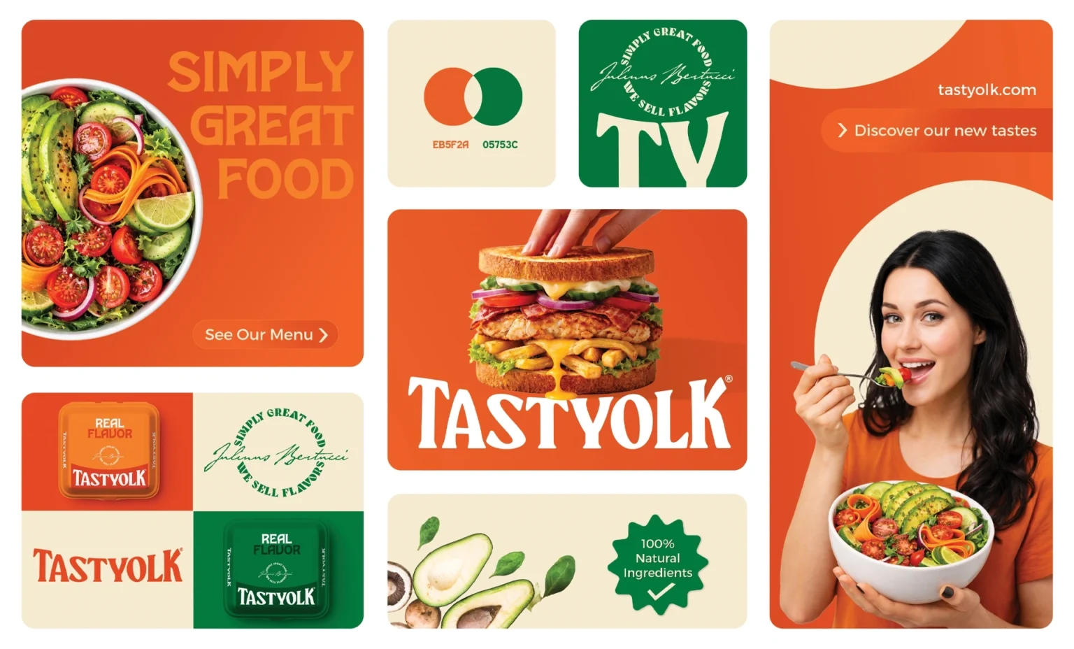 Manual de identitate vizuala si pachet de branding HoReCa Tastyolk realizat de FloBold