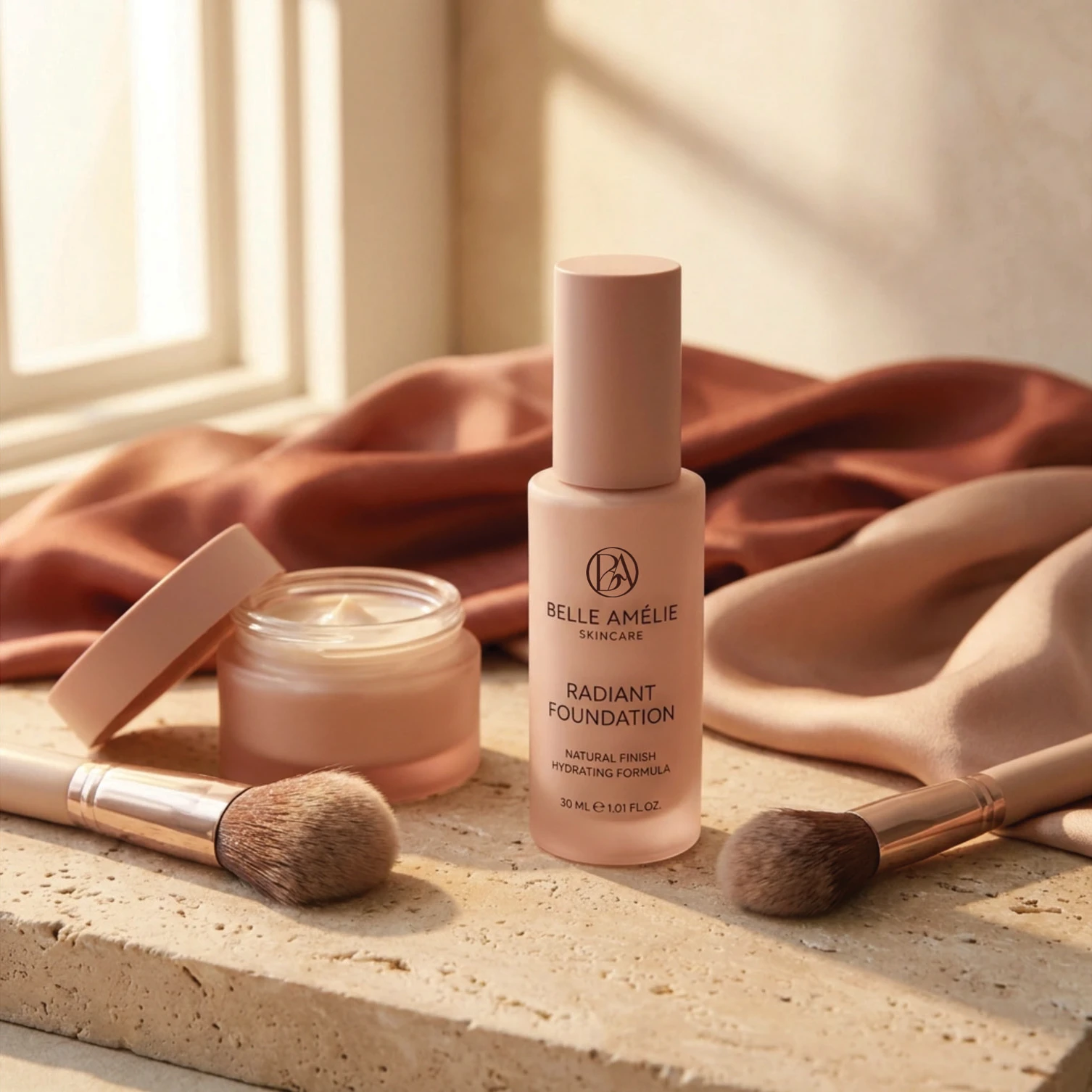 Design de ambalaj premium pentru sticle si creme de fata Belle Amelie creat de FloBold