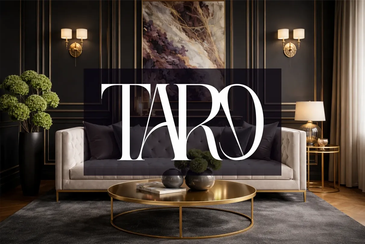 Proiect de branding premium si design logo elegant pentru brandul de amenajari interioare TARO realizat de FloBold.
