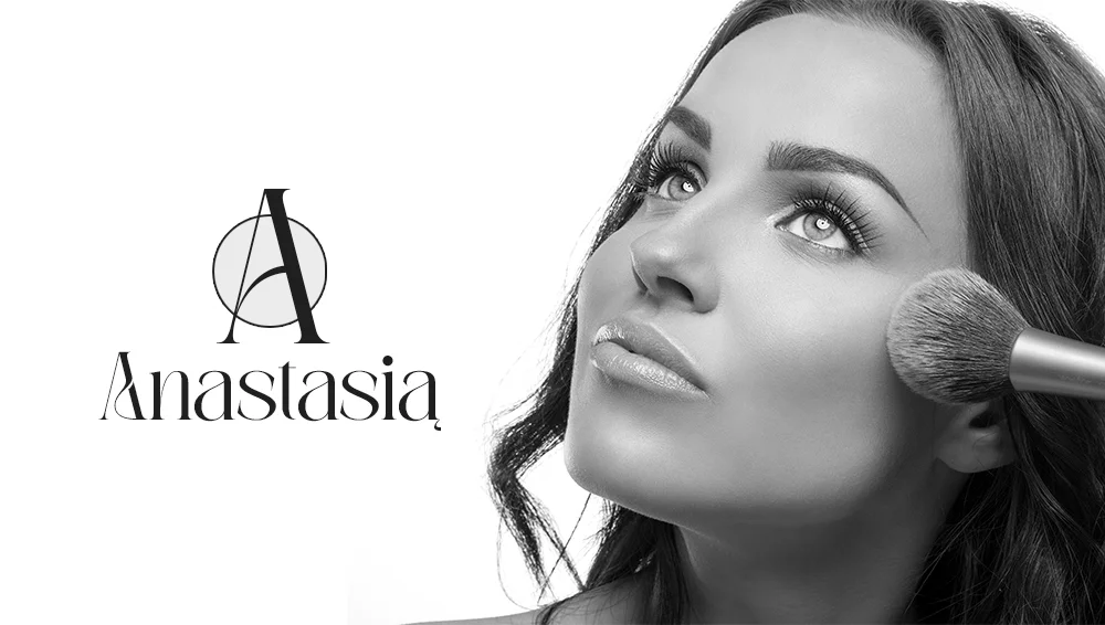 Design de logo minimalist și identitate vizuală premium pentru brand de beauty Anastasia, creat de studio de branding.