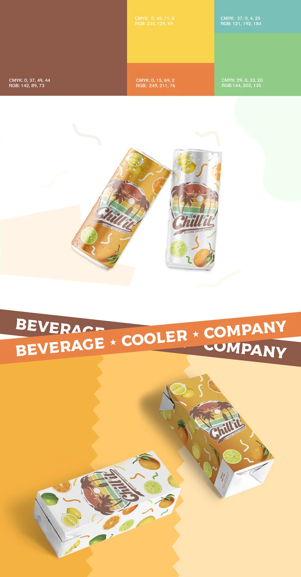 Mockup cu doze personalizate si ambalaje de carton Chill it realizate de FloBold.