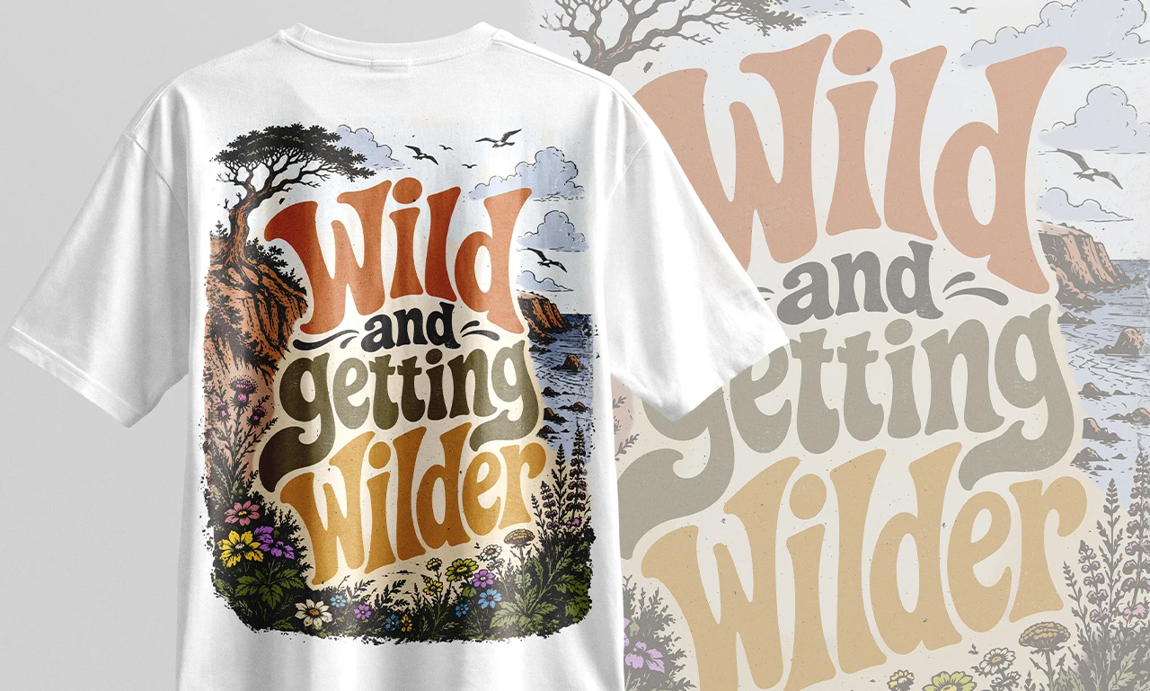 FloBold Studio - Psychedelic typography and floral t-shirt design