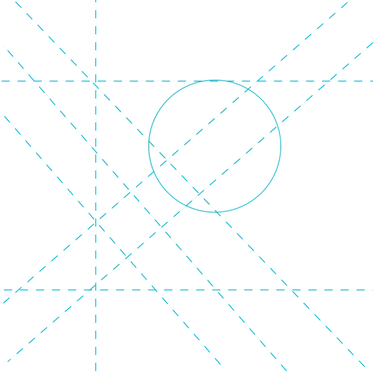 Schiță vectorială și construcție geometrică pentru un logo cu litera R, realizat de agenția de branding FloBold.