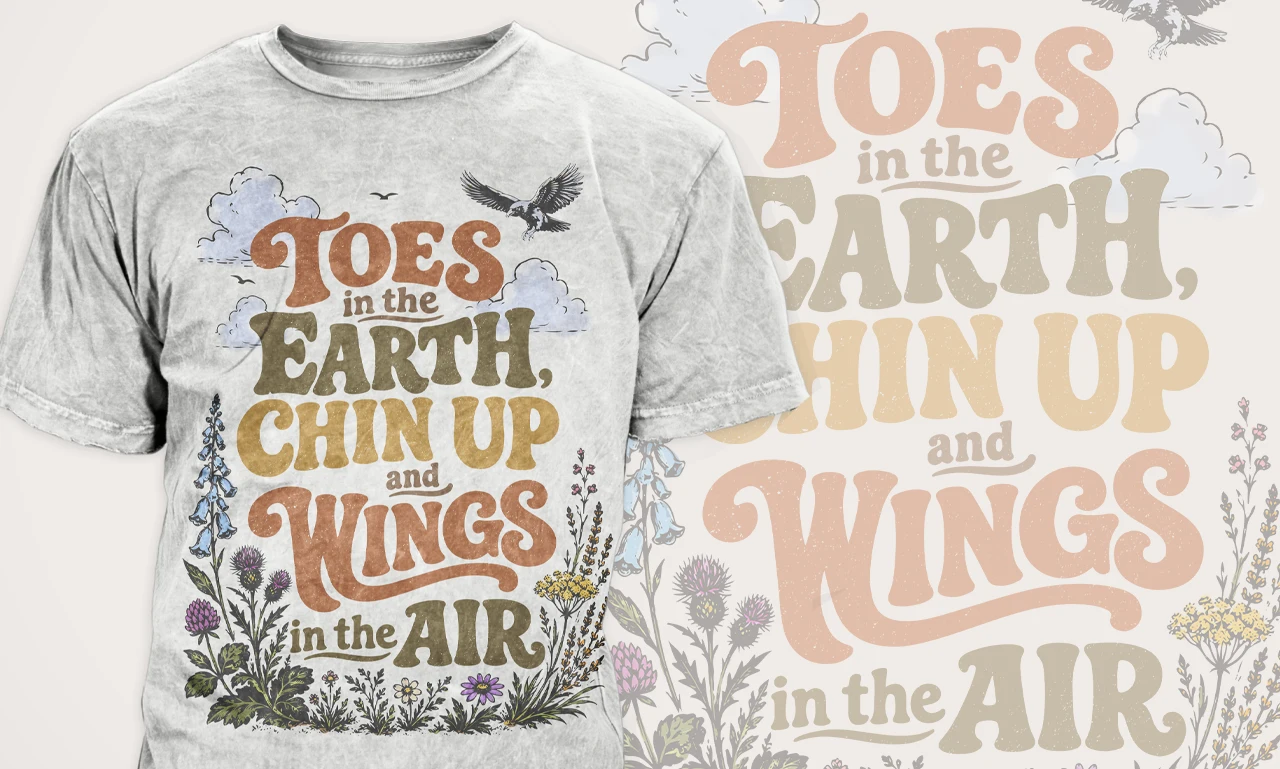 FloBold Studio - Custom organic typography closeup for vintage apparel