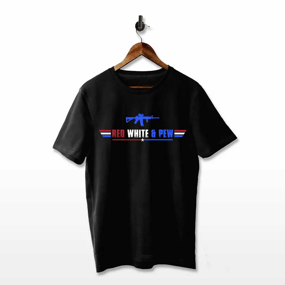 FloBold Studio - Red White and Pew patriotic rifle t-shirt design