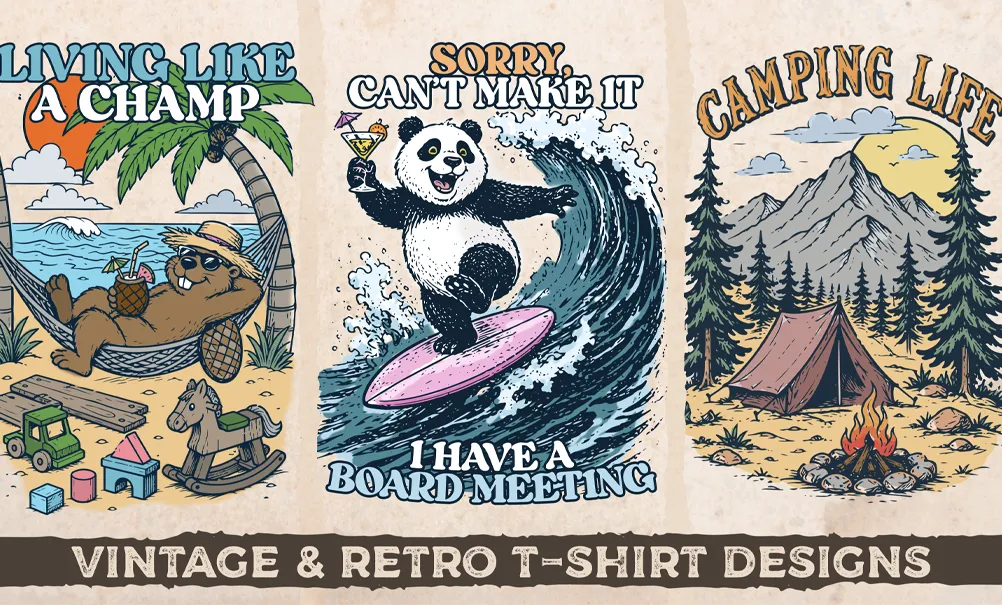 Retro and vintage t-shirt design portfolio hero background by FloBold