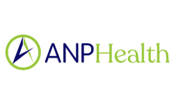 Design de logo ANPHealth cu emblemă circulară verde realizat de flobold pentru o companie din domeniul medical și wellness.