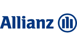 : Logo-ul oficial Allianz albastru utilizat în secțiunea de parteneri sau clienți de pe site-ul flobold.