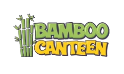 Design de logo ilustrat în stil desen animat cu tulpini de bambus pentru restaurantul Bamboo Canteen, creat de flobold.