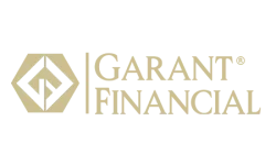 Design de logo elegant în nuanțe aurii pentru Garant Financial, realizat de agenția flobold.