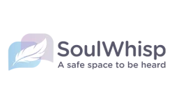 Design de logo SoulWhisp cu o emblemă în formă de pană, realizat de flobold pentru un cabinet de psihologie sau terapie.